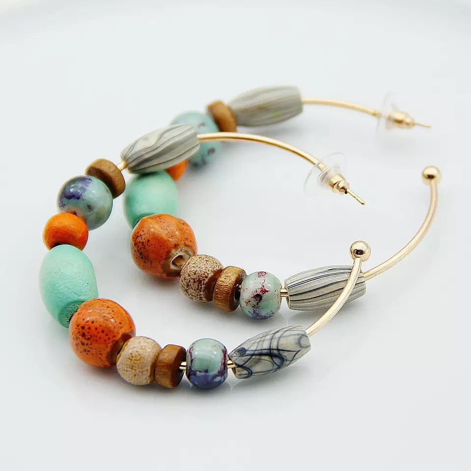 Petite Beaded Hoop Earrings
