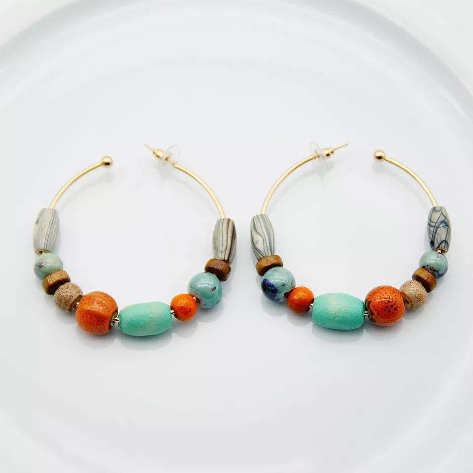Petite Beaded Hoop Earrings