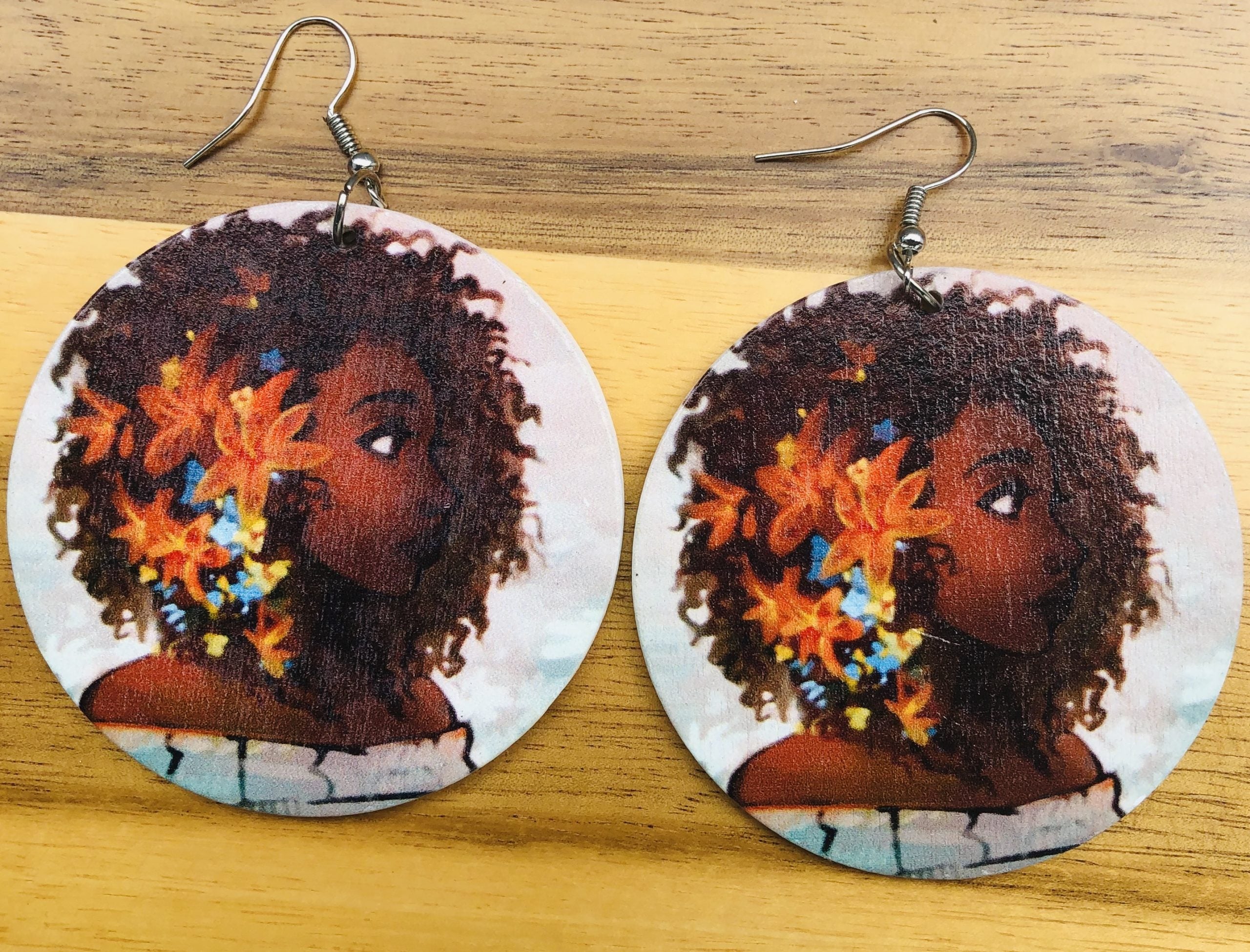 Afrocentric wooden clearance earrings